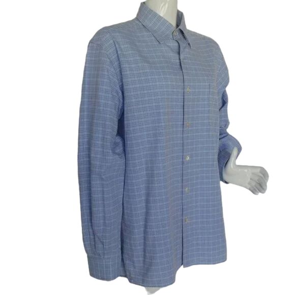 ERMENEGILDO ZEGNA Shirt, XL, Blue, Tattersall plaid, Button down Collar, LS - Picture 2 of 14